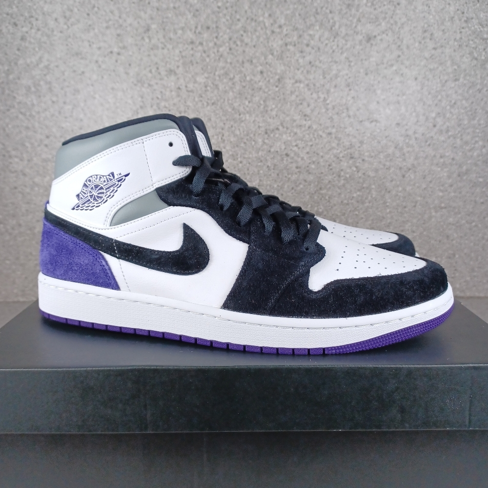 Nike Air Jordan 1 Mid Court Purple Sneakers - Men's 12 Shoes